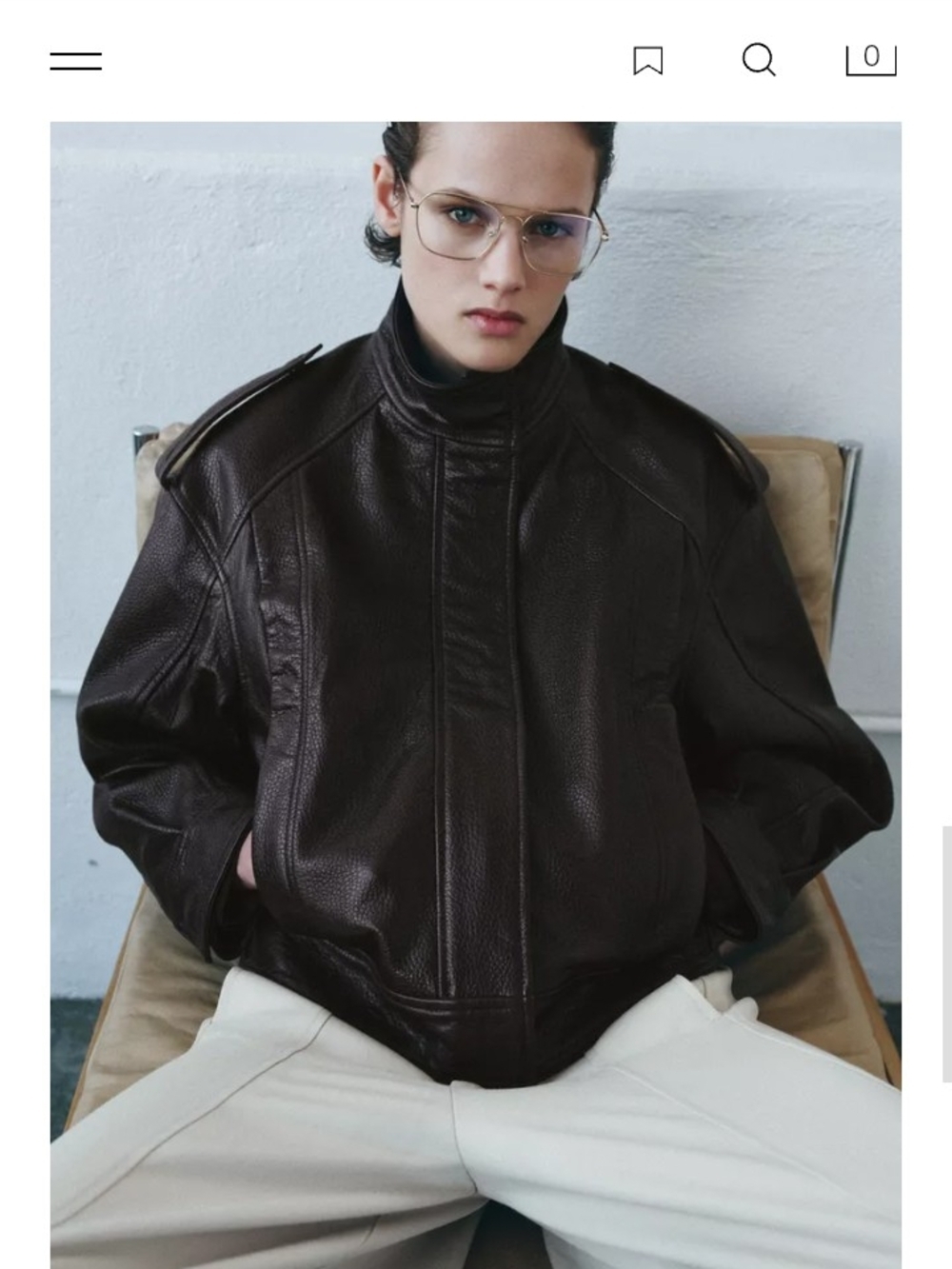 Zara Men Burgundy Leather Bomber Jacket - Picture 4 of 9